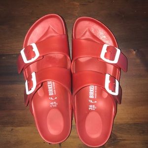 Red Arizona Birkenstock.  Size 36. US 5/5.5